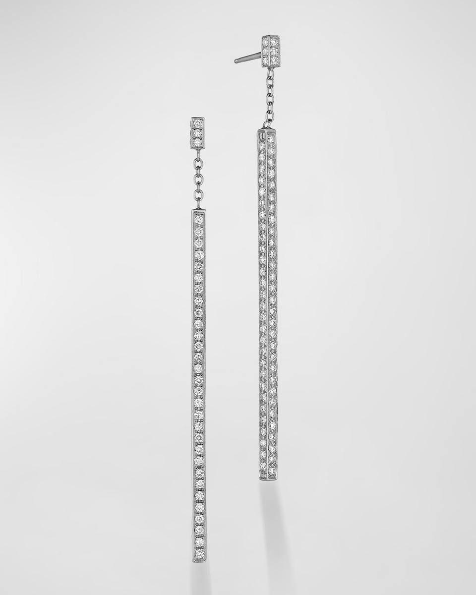 18k White Gold Diamond 3D Stick Earrings